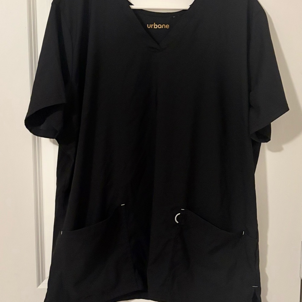 Urbane Black V-Neck Short Sleeve Scrub Top